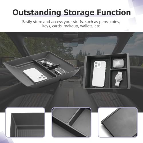 LUWU 2026 Armada Center Console Organizer Tray Compatible with 2025 2026 Nissan Armada Accessories 2025 2026 Armada SV/SL/Platinum Armrest Console Organizer Armrest Organizer Insert Tray Black 2-Pack - Image 3