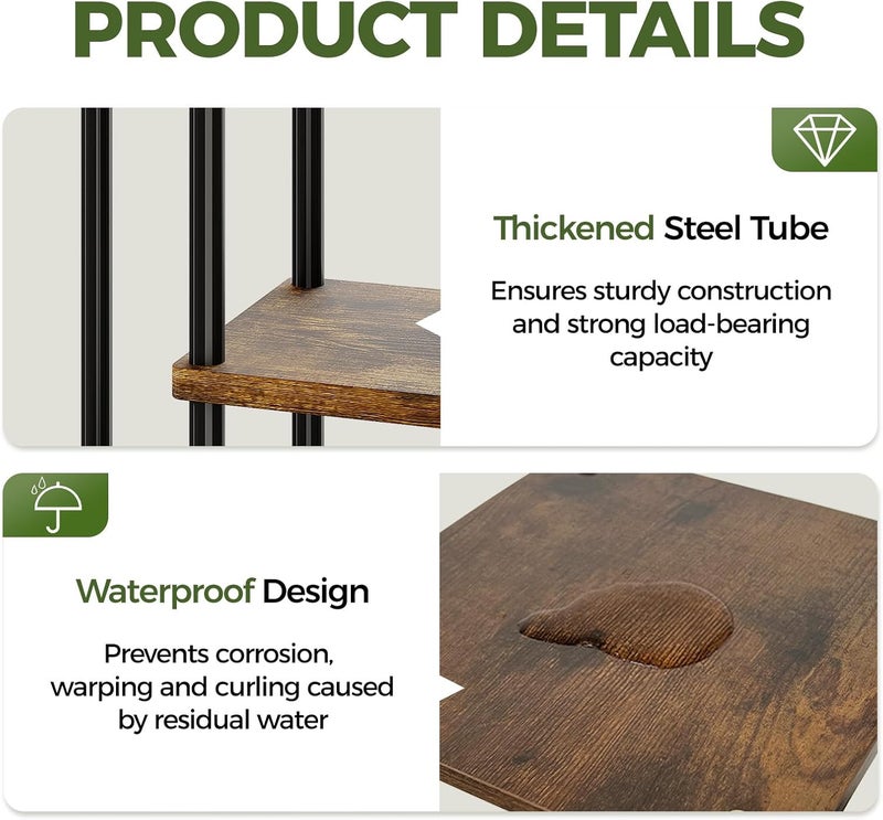 Bamworld Corner Plant Stand Indoor 5 Tier Metal Plant Shelf Brown Plant Stands for Multiple Plants Small Plants Pots Flower Stand Pot Holder for Patio Garden Corner Balcony Living Room Narrow - Image 5