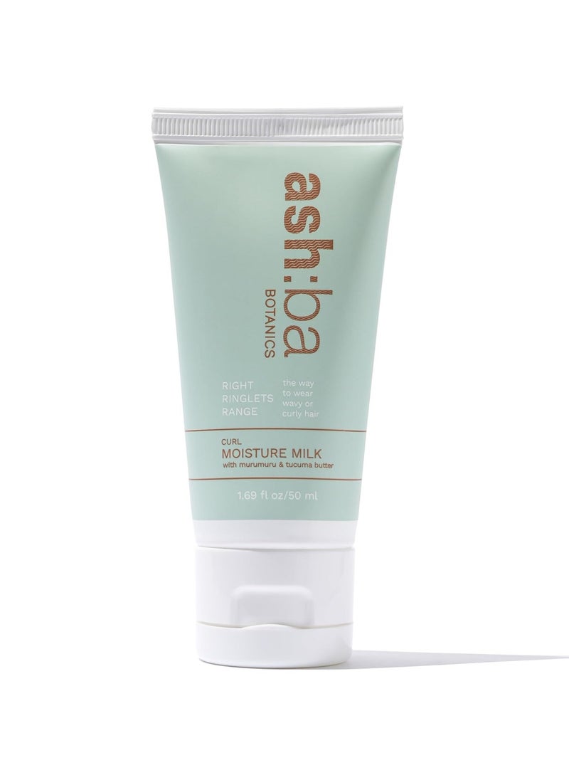 Ashba Botanics Curl Moisture Milk For Very Dry, Frizzy, Damaged, Curly & Wavy Hair | Leave In Cream with Moringa, Argan & Shea Butter For Deep Moisture, Frizz Control & Shine - 50ml  - Image 1