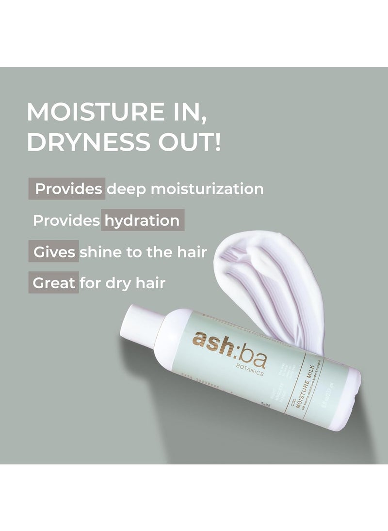 Ashba Botanics Curl Moisture Milk For Very Dry, Frizzy, Damaged, Curly & Wavy Hair | Leave In Cream with Moringa, Argan & Shea Butter For Deep Moisture, Frizz Control & Shine - 50ml  - Image 2