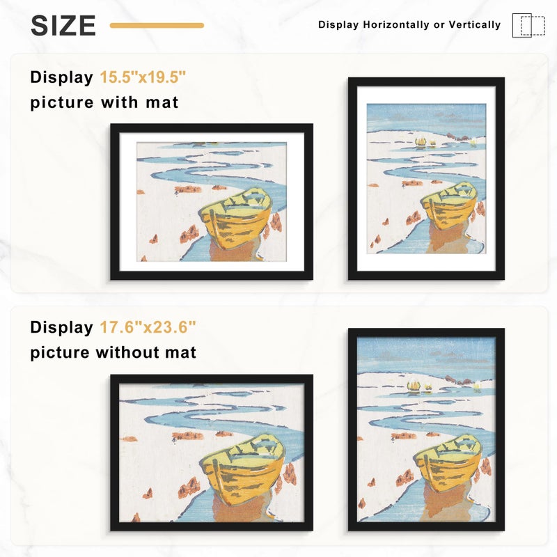 Picrit 18x24 Black Poster Frame 7 Pack, Display Pictures 16 x 20 Picture with Mat or 18 x 24 without Mat for Horizontal or Vertical Wall Mounting, Wall Gallery Photo Frames - Image 3