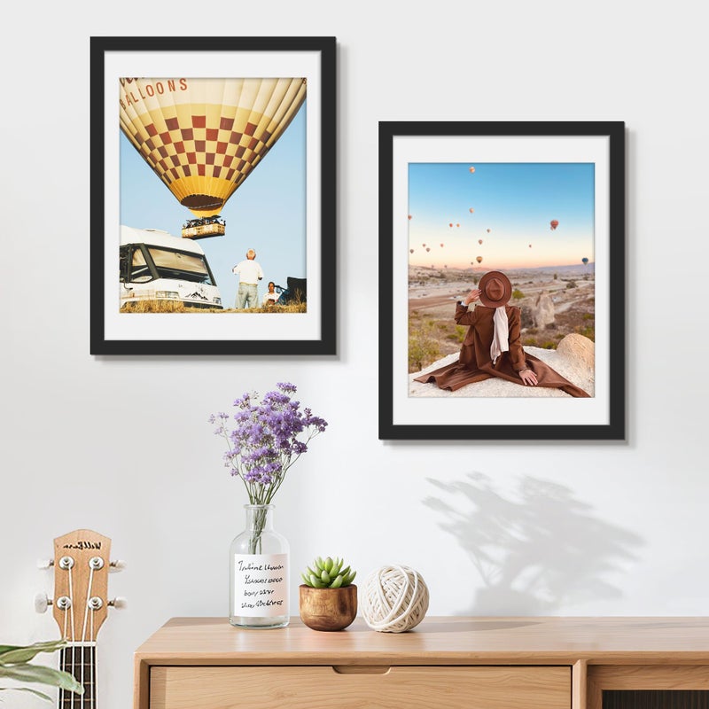 Picrit 18x24 Black Poster Frame 7 Pack, Display Pictures 16 x 20 Picture with Mat or 18 x 24 without Mat for Horizontal or Vertical Wall Mounting, Wall Gallery Photo Frames - Image 2