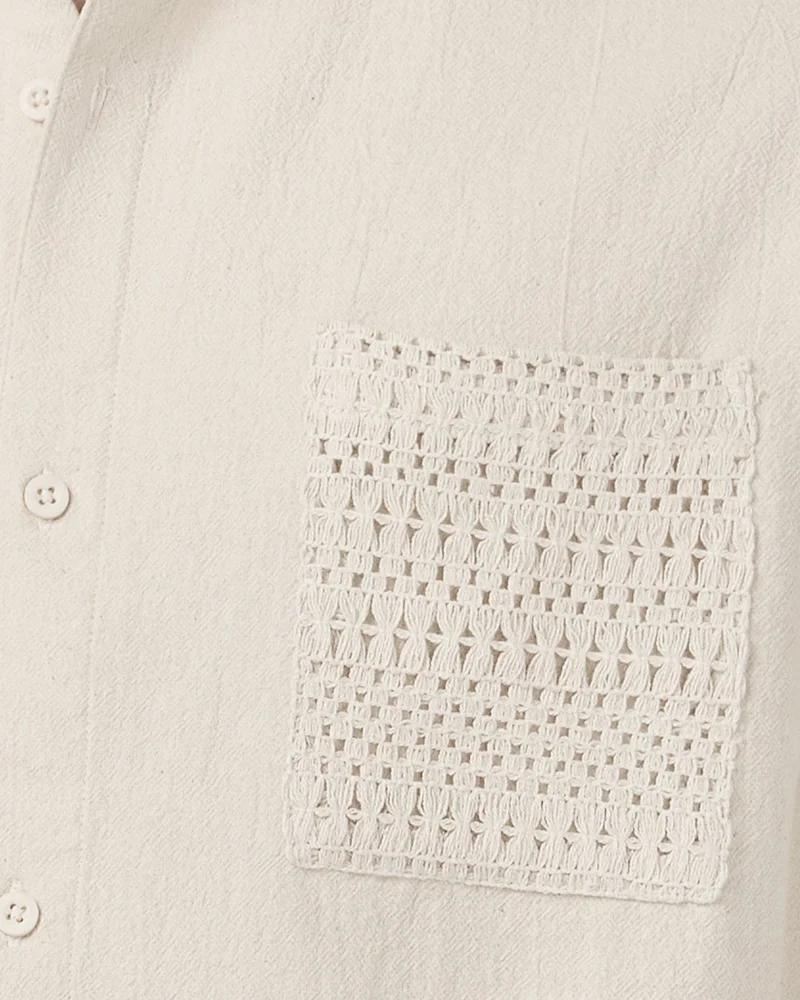 bewakoof Men's Off White Oversized Shirt