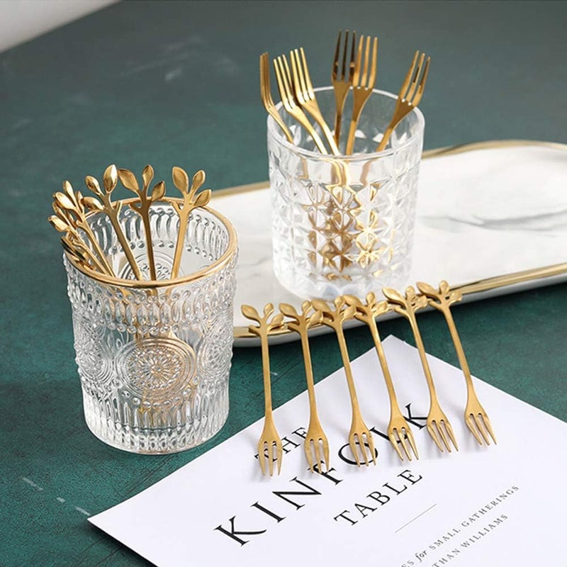 AnSaw 10-Piece Gold Mini Leaf Dessert Forks Set - 4.7" Elegant Stainless Steel Fruit, Appetizer, Cake & Salad Forks - Perfect for Cocktail Parties & Home Use - Image 3