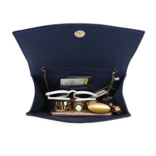 CHARMING TAILOR Patent Leather Flap Clutch for Women Classic Elegant Evening Bag Chic Dress Purse (Navy) - Image 4