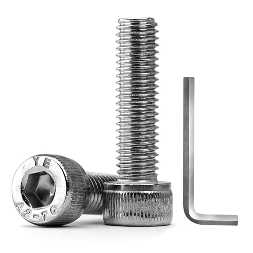 KONGKI M6-1.0 x 60mm Hex Socket Head Cap Screws Bolts, 304 Stainless Steel 18-8, Allen Drive, Bright Finish, Full Threads, 10 PCS (with Hex Spanner) - Image 1