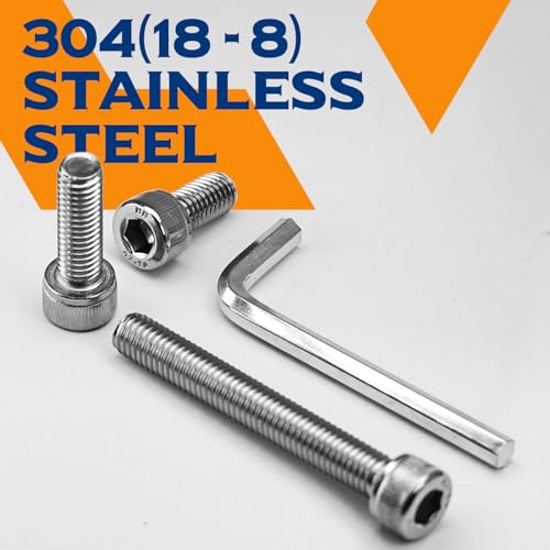 KONGKI M6-1.0 x 60mm Hex Socket Head Cap Screws Bolts, 304 Stainless Steel 18-8, Allen Drive, Bright Finish, Full Threads, 10 PCS (with Hex Spanner) - Image 4