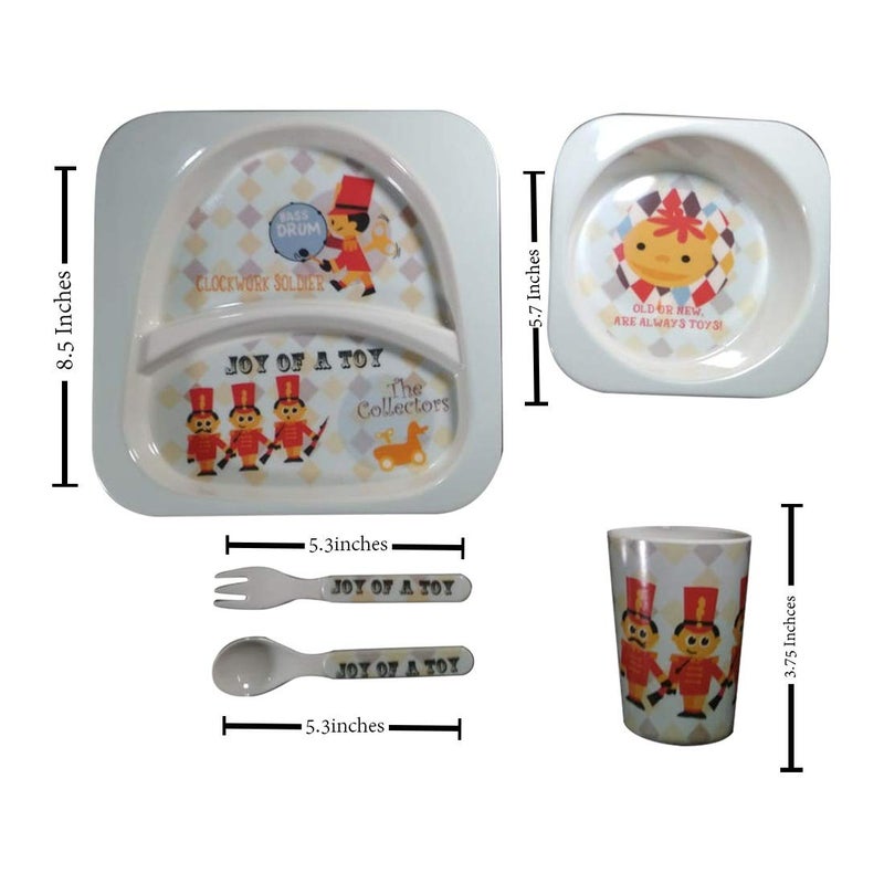 ZIDO ZIDO Kids Set of 5 Pcs Melamine Unbreakable Cartoon Design Dinner Set Includes Divider Plate Bowl Glass Spoon and Fork with Color Box Packing Birthday GiftReturn Gift Model NoPLA 0274083  - Image 2