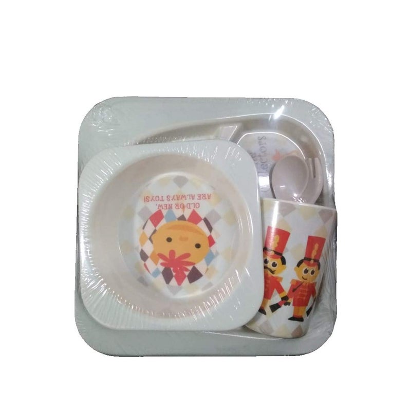 ZIDO ZIDO Kids Set of 5 Pcs Melamine Unbreakable Cartoon Design Dinner Set Includes Divider Plate Bowl Glass Spoon and Fork with Color Box Packing Birthday GiftReturn Gift Model NoPLA 0274083  - Image 3