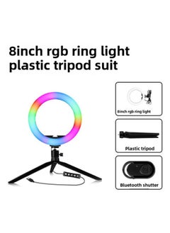 Explosions Mobile Phone Selfie Beauty Fill Light Led Live Desktop Tripod Rgb Ring Lighting Light-Color:8 Inch Colorful Fill Light Desktop Plastic Tripod Live Set