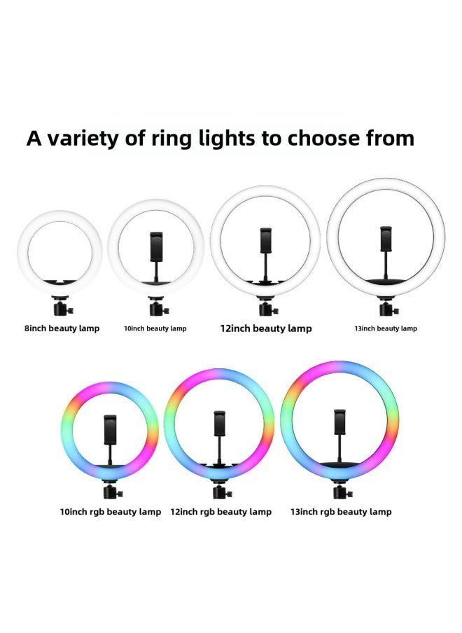 Generic - Explosions Mobile Phone Selfie Beauty Fill Light Led Live Desktop Tripod Rgb Ring Lighting Light-Color:8 Inch Colorful Fill Light Desktop Plastic Tripod Live Set - Image 1
