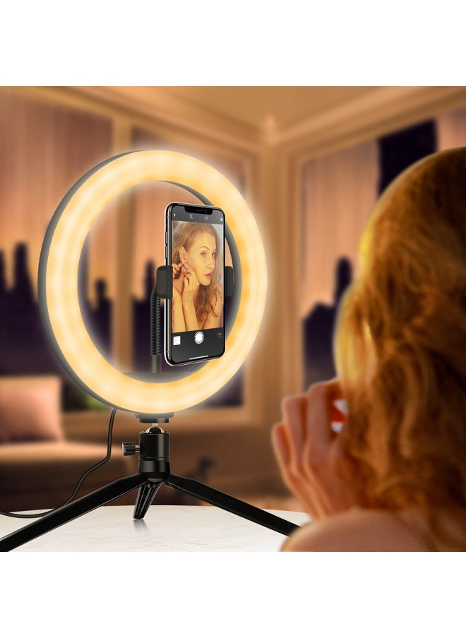 Generic - Explosions Mobile Phone Selfie Beauty Fill Light Led Live Desktop Tripod Rgb Ring Lighting Light-Color:8 Inch Colorful Fill Light Desktop Plastic Tripod Live Set - Image 1