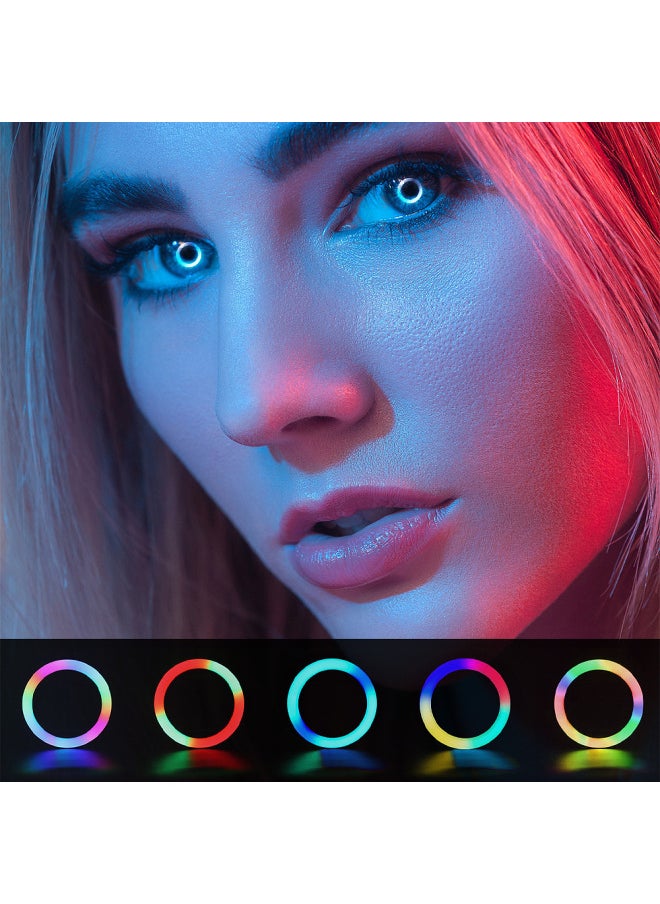 Generic - Explosions Mobile Phone Selfie Beauty Fill Light Led Live Desktop Tripod Rgb Ring Lighting Light-Color:8 Inch Colorful Fill Light Desktop Plastic Tripod Live Set - Image 1