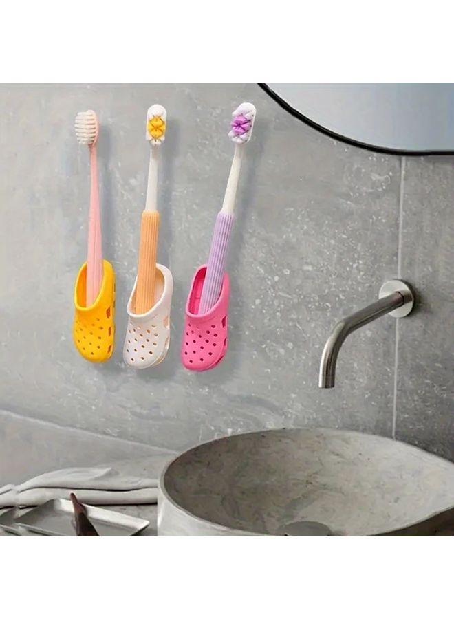 Green 2Pcs No Drill Adhesive Toothbrush Holder Set For Bathroom Wall Storage - Image 4