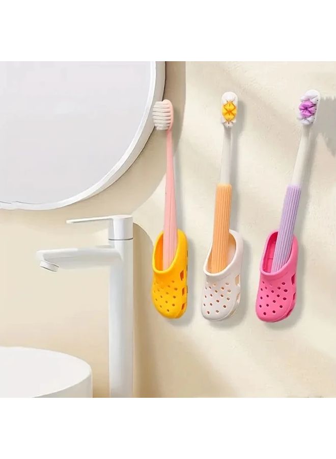 Green 2Pcs No Drill Adhesive Toothbrush Holder Set For Bathroom Wall Storage - Image 2