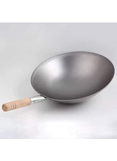 A S 13 Inches Easy to Carry Light Weighted but Heavy Duty Purpose Based Wooden Handle MS Iron Kadhai Chinese Wok for Ideal Use in Hotels Restaurants Cafes Pubs Cloud Kitchens 13 inch 35 CM