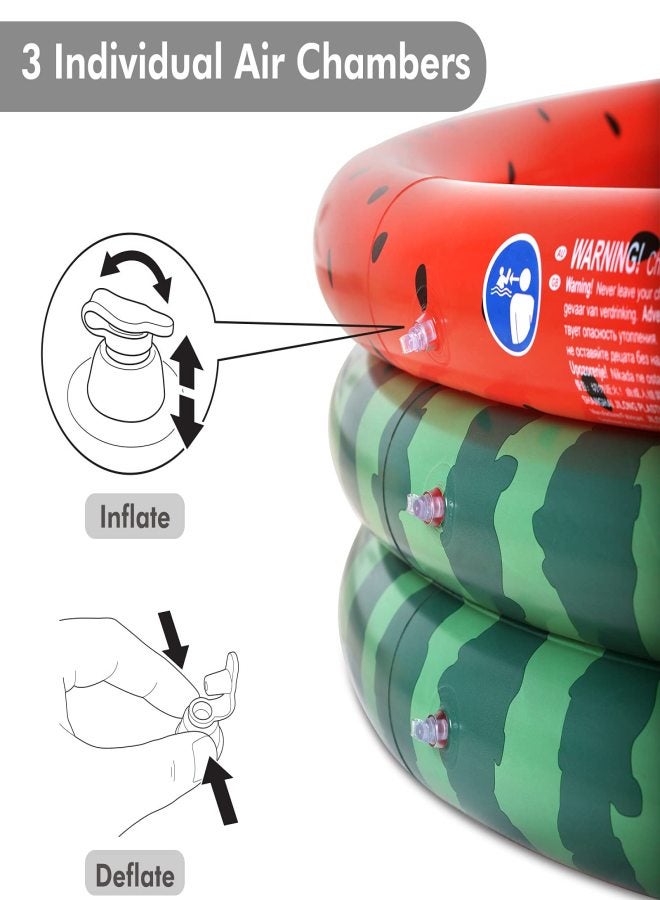 Inflatable Kiddie Pools 3 Ring Watermelon Paddling Pool 47" x 12" Baby Blow Up Pool Wading Pools for Backyard Garden Outdoor Swim Center Water Splashing Pool Baby Swimming Pool Pit Ball Pool - Image 4