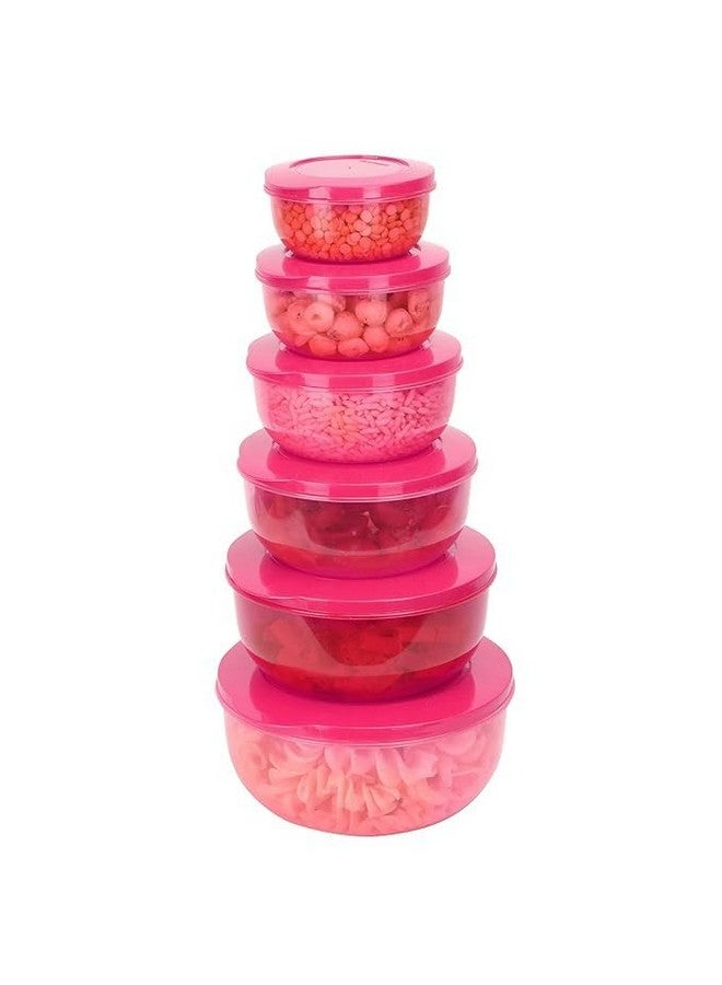 SIMPARTE Eco Storage Plastic Container Set of 6 (2700ML + 1950ML + 1300ML + 900ML + 600ML + 400ML) BPA-Free, Leak-Proof Food Organizer for Kitchen, Pantry & Refrigerator, Pink - Image 1