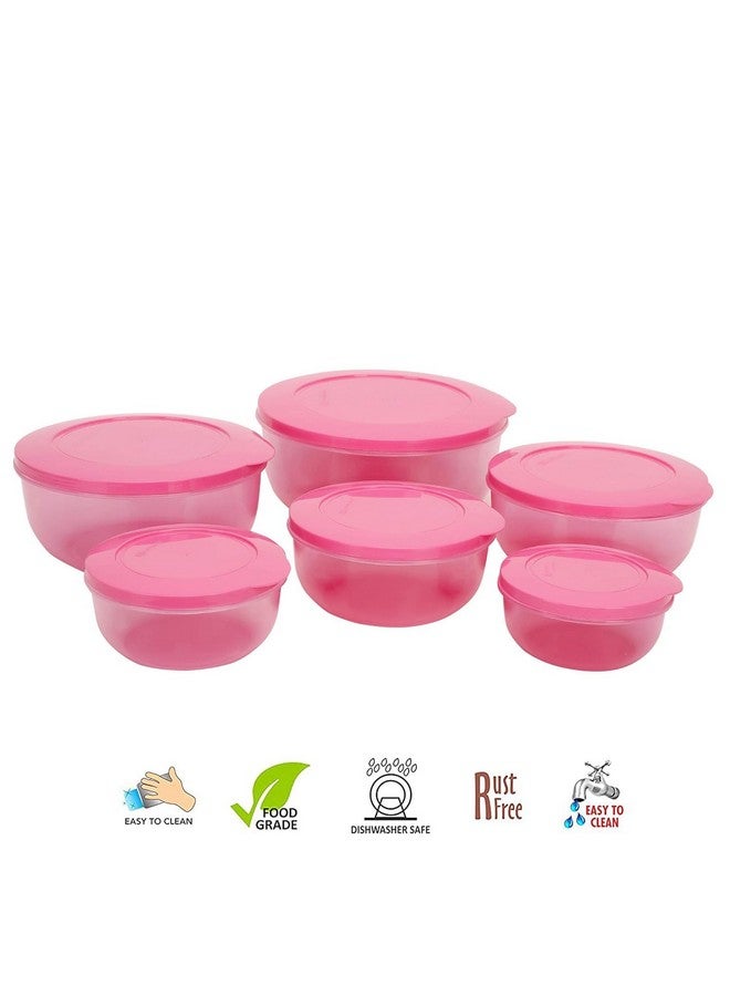 SIMPARTE Eco Storage Plastic Container Set of 6 (2700ML + 1950ML + 1300ML + 900ML + 600ML + 400ML) BPA-Free, Leak-Proof Food Organizer for Kitchen, Pantry & Refrigerator, Pink - Image 2
