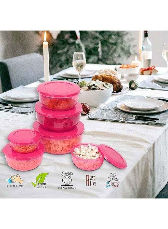 SIMPARTE Eco Storage Plastic Container Set of 6 (2700ML + 1950ML + 1300ML + 900ML + 600ML + 400ML) BPA-Free, Leak-Proof Food Organizer for Kitchen, Pantry & Refrigerator, Pink - Image 3