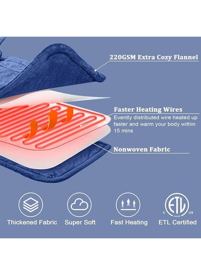 وسادة تدفئة كهربائية ثقيلة للرقبة والأكتاف - معتمدة للأمان - وشاح حراري كبير لتخفيف الألم وعلاج الضغط العميق - تسخين سريع لآلام الرقبة والتقلصات والتوتر العضلي - رمادي - Image 3