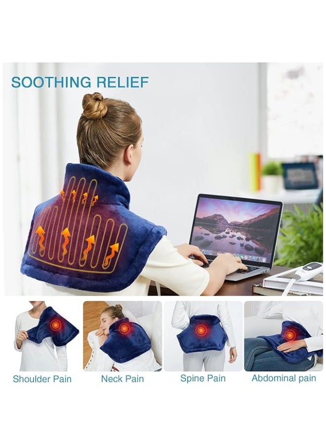 وسادة تدفئة كهربائية ثقيلة للرقبة والأكتاف - معتمدة للأمان - وشاح حراري كبير لتخفيف الألم وعلاج الضغط العميق - تسخين سريع لآلام الرقبة والتقلصات والتوتر العضلي - رمادي - Image 4