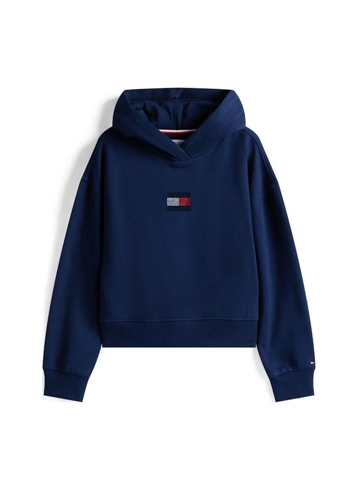 Tommy Hilfiger Dark Night Navy Kids Rhine Stone Flag Hoodie for Women | Best Price UAE