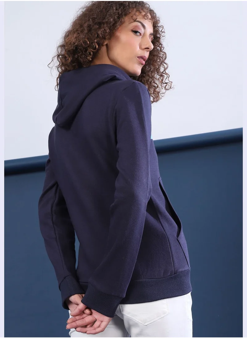 Campus Sutra Front Pocket Printed Hoodie