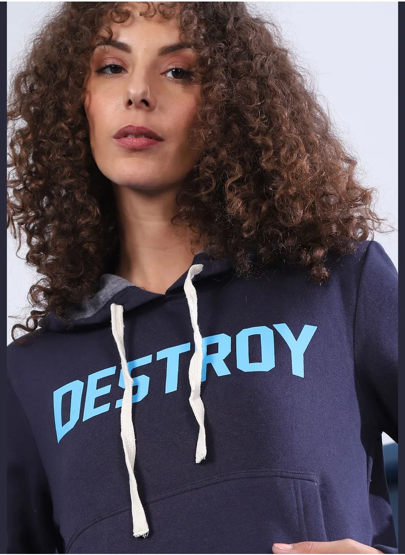 Campus Sutra Front Pocket Printed Hoodie