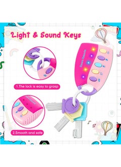 Skylety Skylety Musical Smart Remote Key Toy Fake Car Toy Keys with Sound and Lights Fun and Educational Key Toys for Travel Play (Pink)  - Image 4