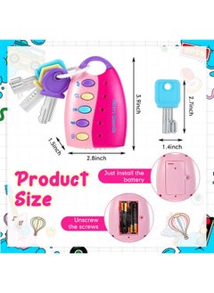Skylety Skylety Musical Smart Remote Key Toy Fake Car Toy Keys with Sound and Lights Fun and Educational Key Toys for Travel Play (Pink)  - Image 2
