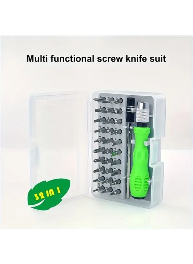 مجموعة مفكات براغي مغناطيسية دقيقة 32 قطعة باللون الأخضر، طقم إصلاح متين للإلكترونيات - Image 4