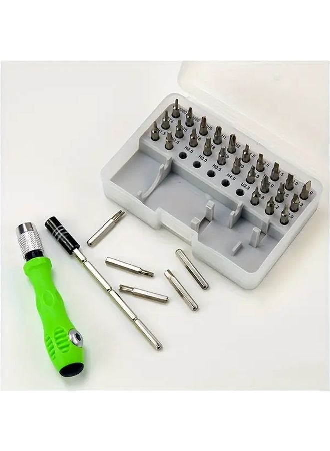 مجموعة مفكات براغي مغناطيسية دقيقة 32 قطعة باللون الأخضر، طقم إصلاح متين للإلكترونيات - Image 2