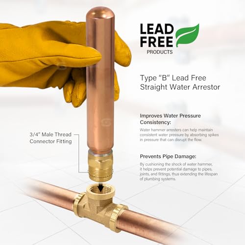 SUPPLYGIANT Supply Giant IS-C-34NQU Water Arrestor Type B Straight, Brass - Image 4