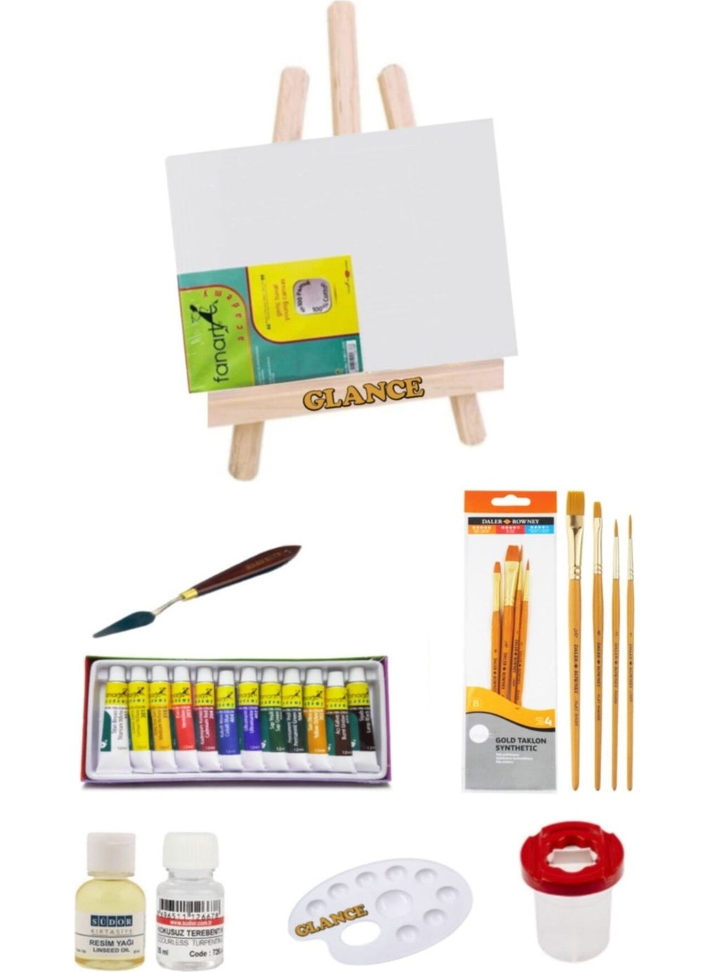 Glance Fanart Oil Painting Desktop Easel Set 12X12 ml 