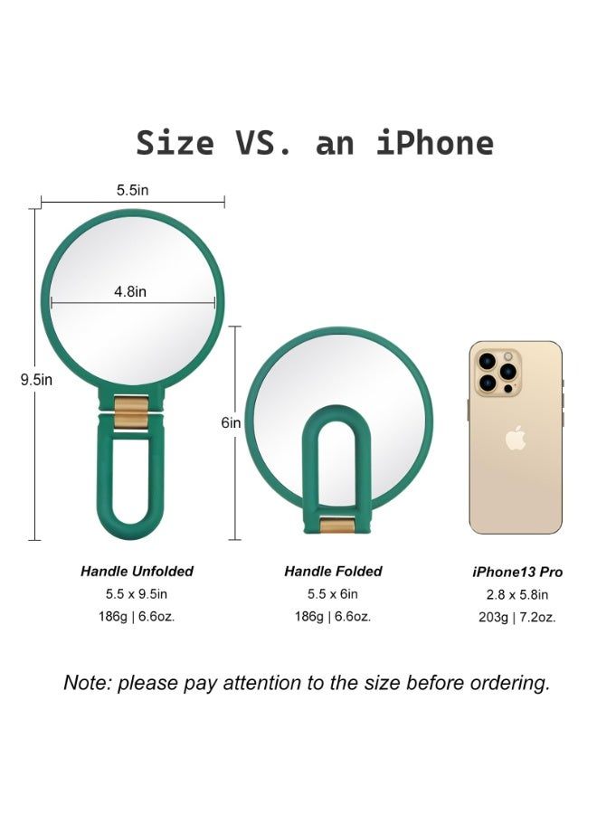 KISSUN 30x Magnifying Mirror, Travel Hand Mirrors with Handle - Double Side Handheld Mirror with 1X 30X Magnification & Adjustable Handle/Stand, Hand Held Foldable Travel Mirror for Makeup(Army Green) - Image 5