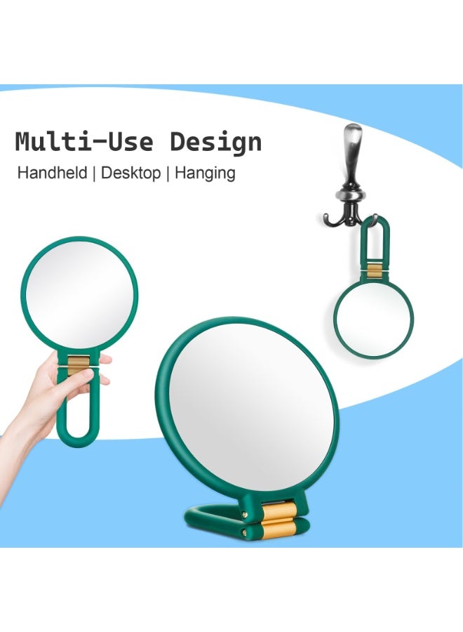 KISSUN 30x Magnifying Mirror, Travel Hand Mirrors with Handle - Double Side Handheld Mirror with 1X 30X Magnification & Adjustable Handle/Stand, Hand Held Foldable Travel Mirror for Makeup(Army Green) - Image 3