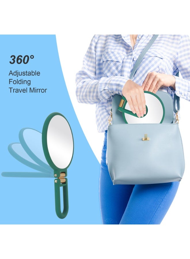 KISSUN 30x Magnifying Mirror, Travel Hand Mirrors with Handle - Double Side Handheld Mirror with 1X 30X Magnification & Adjustable Handle/Stand, Hand Held Foldable Travel Mirror for Makeup(Army Green) - Image 4