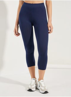 Styli Elastic Waistband Basic Capri Length Leggings  - Image 2