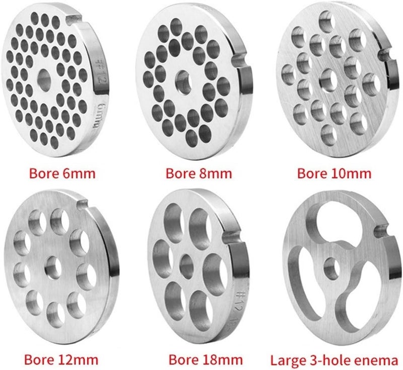 12 Type Replaceable Meat Grinder Orifice Plate 3-20mm Stainless Steel Disk Mechanical Enema Parts(12 3holes) - Image 3