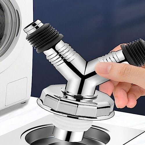 Dayish Bathroom Drain Floor Drain Backflow Preventer Floor Water Drain Anti core Overflow Elbow Pipe Connector for Washing Machine Outlet Pipe Connector for Kitchen (Y-Shape, With Coupling) - Image 2