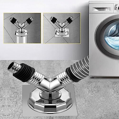 Dayish Bathroom Drain Floor Drain Backflow Preventer Floor Water Drain Anti core Overflow Elbow Pipe Connector for Washing Machine Outlet Pipe Connector for Kitchen (Y-Shape, With Coupling) - Image 5
