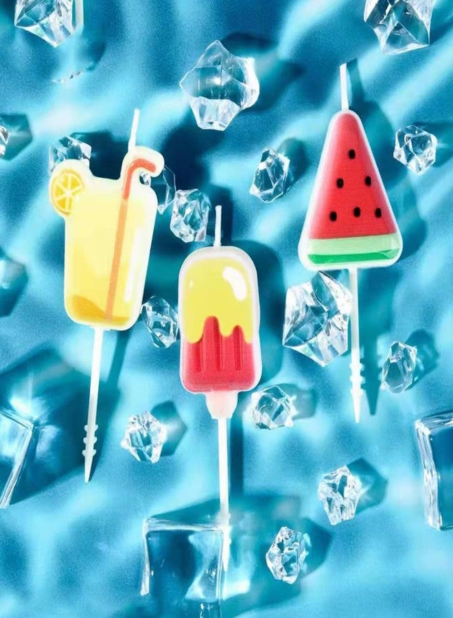 T-shin Summer Ice Cool Candle Set,Cute Watermelon Popsicle Fruit Juice Funny Happy Birthday Candles,Party Supplies,Cake Decoration - Image 3