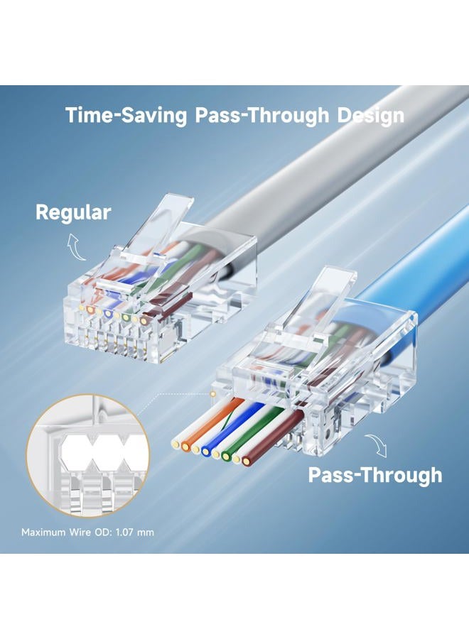 Cable Matters 100 حزمة موصلات RJ45 Cat 6 تمرير (موصلات RJ45 تمرير / موصل Cat6 / موصل RJ45 Cat6 / موصلات Ethernet) لكابل Ethernet UTP صلب أو مجدول - Image 2