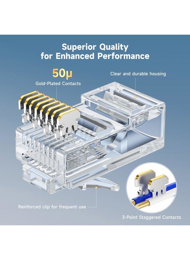 Cable Matters 100 حزمة موصلات RJ45 Cat 6 تمرير (موصلات RJ45 تمرير / موصل Cat6 / موصل RJ45 Cat6 / موصلات Ethernet) لكابل Ethernet UTP صلب أو مجدول - Image 4