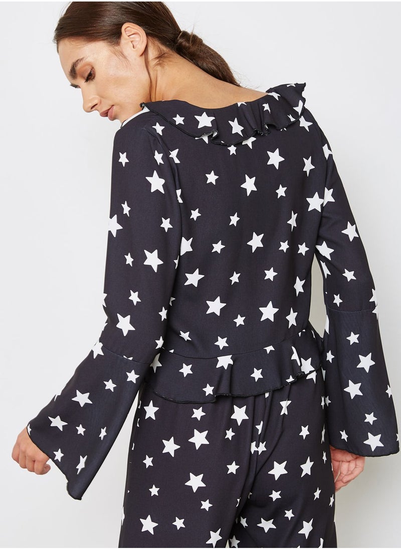 Oh My Love - Printed Tie Front Crop Top - Image 1