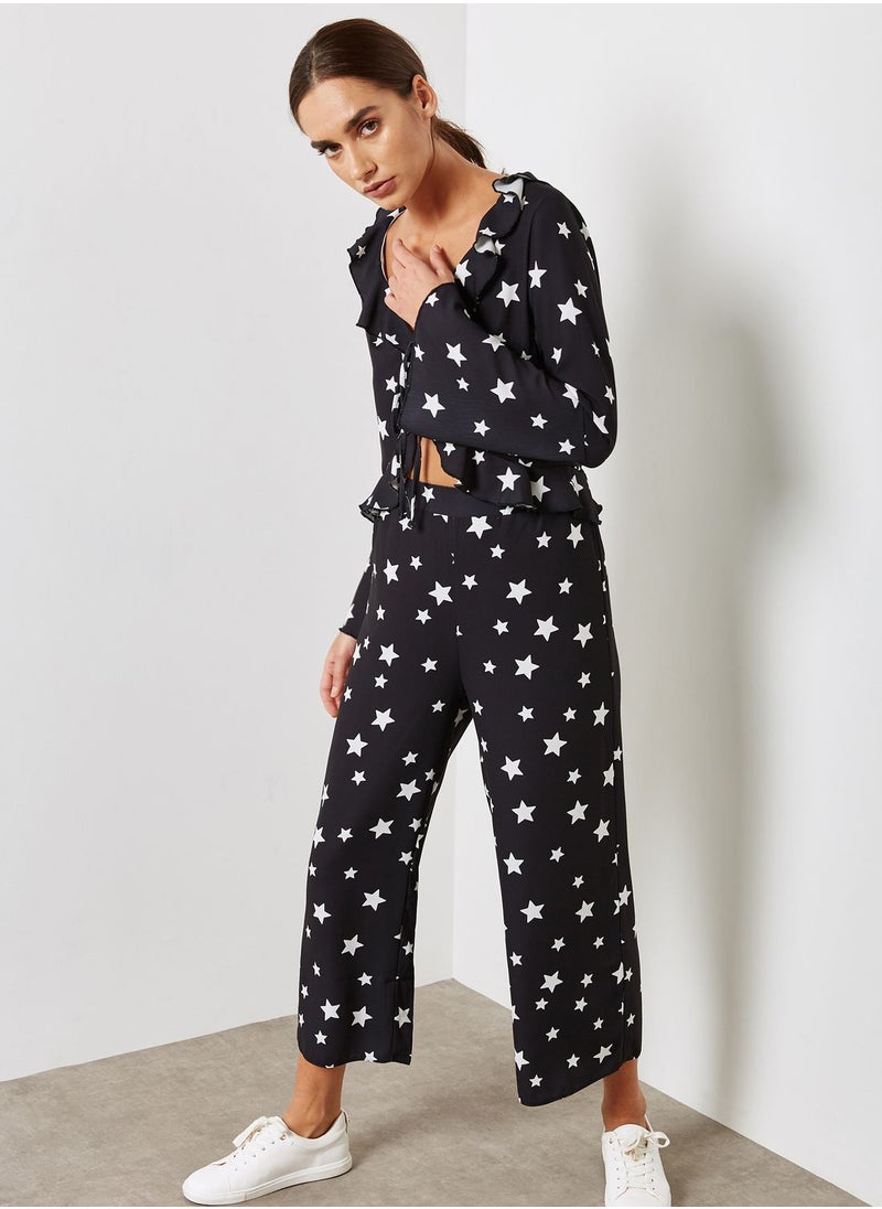 Oh My Love - Printed Tie Front Crop Top - Image 1