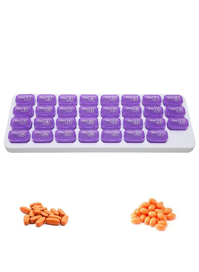 Zikra Daily Pill Organizer, Monthly Pill Organizer Box, Portable Pill Organizer Box for 31 Days, Removable Medication Pod, Travel Pill Case for Vitamins, Cod Liver Oil, Supplements and Medication - Image 1
