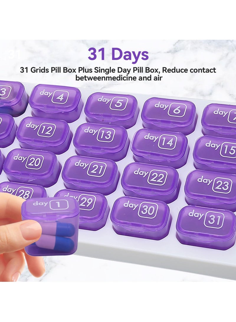Zikra Daily Pill Organizer, Monthly Pill Organizer Box, Portable Pill Organizer Box for 31 Days, Removable Medication Pod, Travel Pill Case for Vitamins, Cod Liver Oil, Supplements and Medication - Image 2