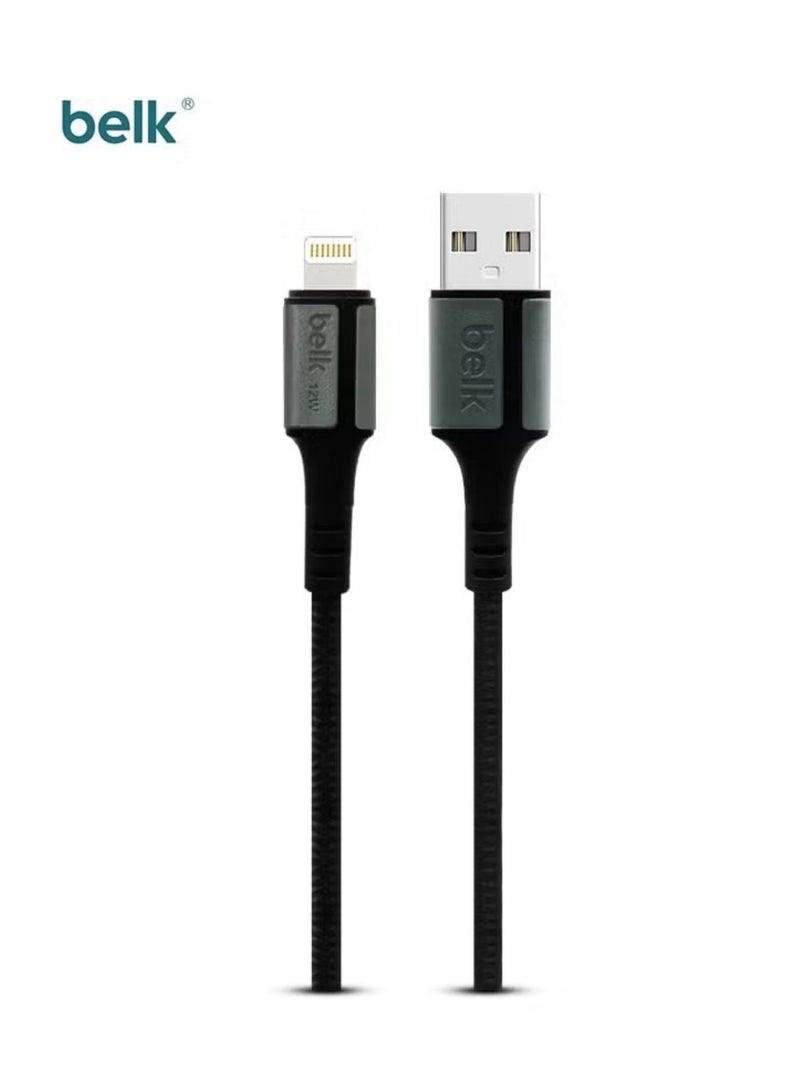 بيلك كابل شحن من القماش المجدول المقاوم للقطع سريع الشحن بطول 200CM  من USB الي ايفون بقوه 12W ونقل بينات بسرعه 480 ميجابت - Image 1